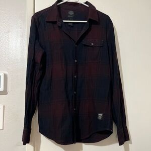 Harley-Davidson Black and Maroon colors plaid button down shirt